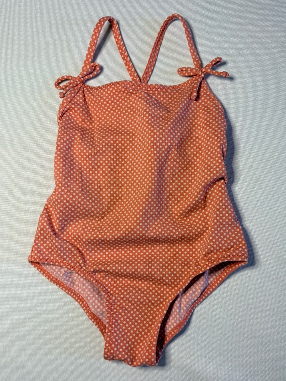 Jacadi Peach and White Polka Dot Swim Suit 12months